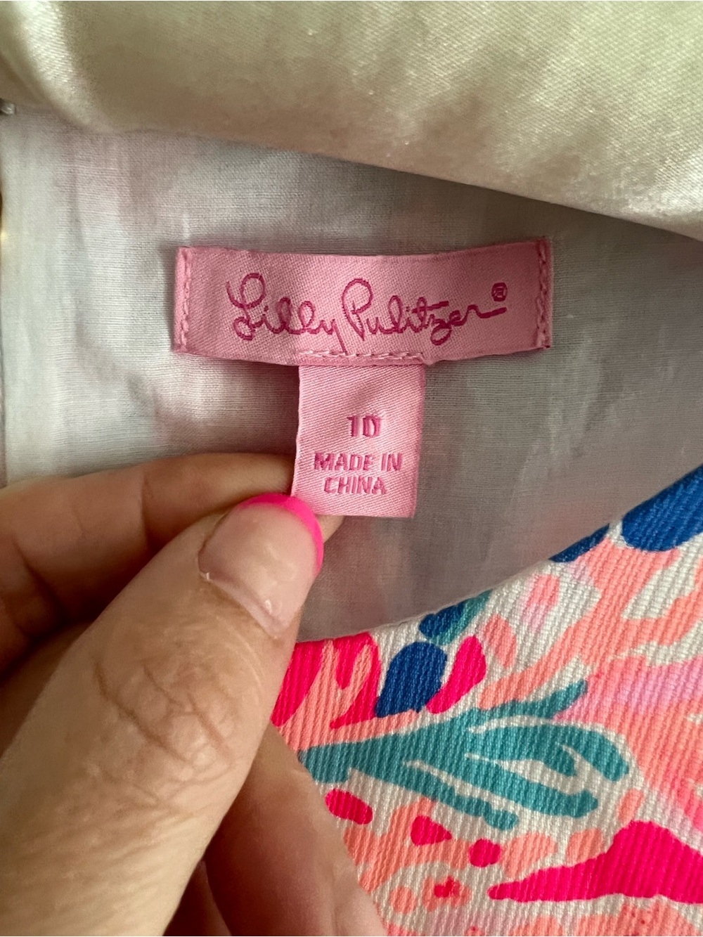 Lilly Pulitzer Mika Pink and Blue Mini Shift Dress Resort Neon Bright Size 10 - Picture 4 of 4